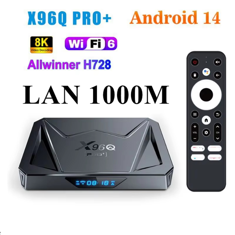 【With IPTV lifetime subscription】 X96Q Pro 8K Android 14 TV Box | WiFi 6, 4GB RAM, & Gigabit LAN Media Player